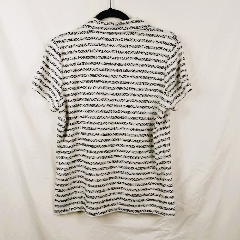 Chico's Zenergy Golf Polo Womens Sz 1 Med Black White Soft Short Sleeve Jersey - Picture 3 of 12